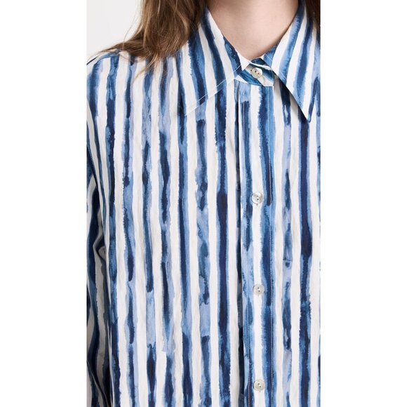 Vince women’s Painterly Stripe Oversized Shirt White Blue S - Picture 15 of 16